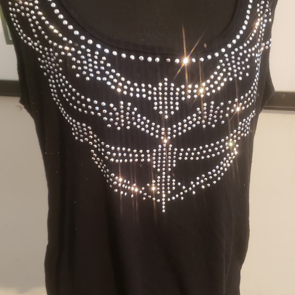 Black Rivet Black Embellished Tank Top